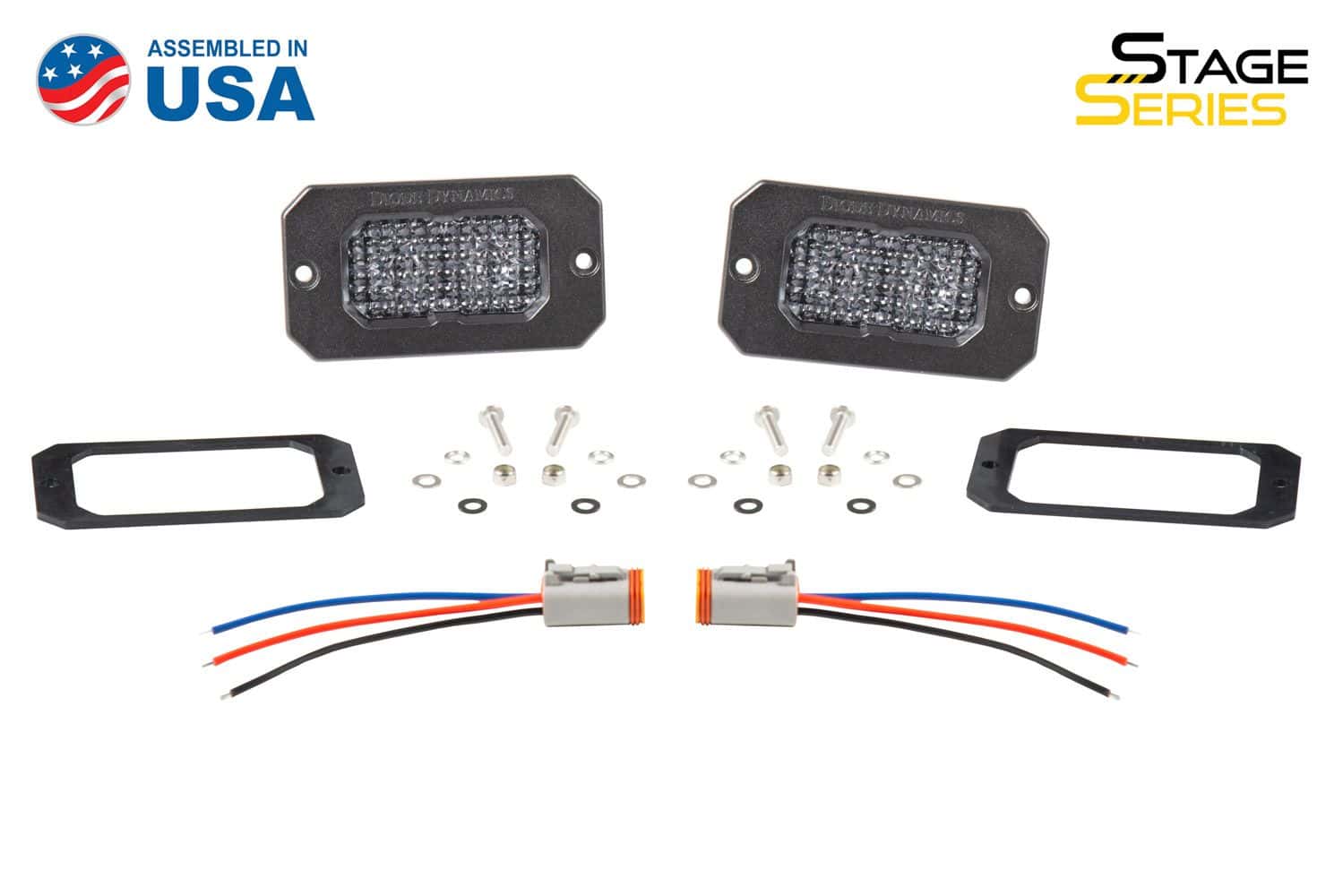 Diode Dynamics Ssc2 Sport Flush Mount Led Pods – White Flood, Amber Backlight (Pair) 1 Diode Dynamics DD6427P SSC2 Sport white flood flush-mount pair with amber backlight, mounting hardware and wiring pigtails