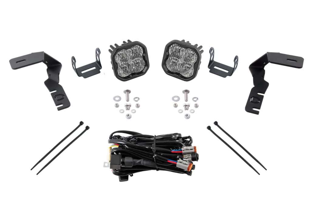 Diode Dynamics Ss3 Led Ditch Light Kit For 2019–2023 Ford Ranger 55 DD6583 SS3 Sport White Ranger kit with vehicle brackets, hardware and wiring.