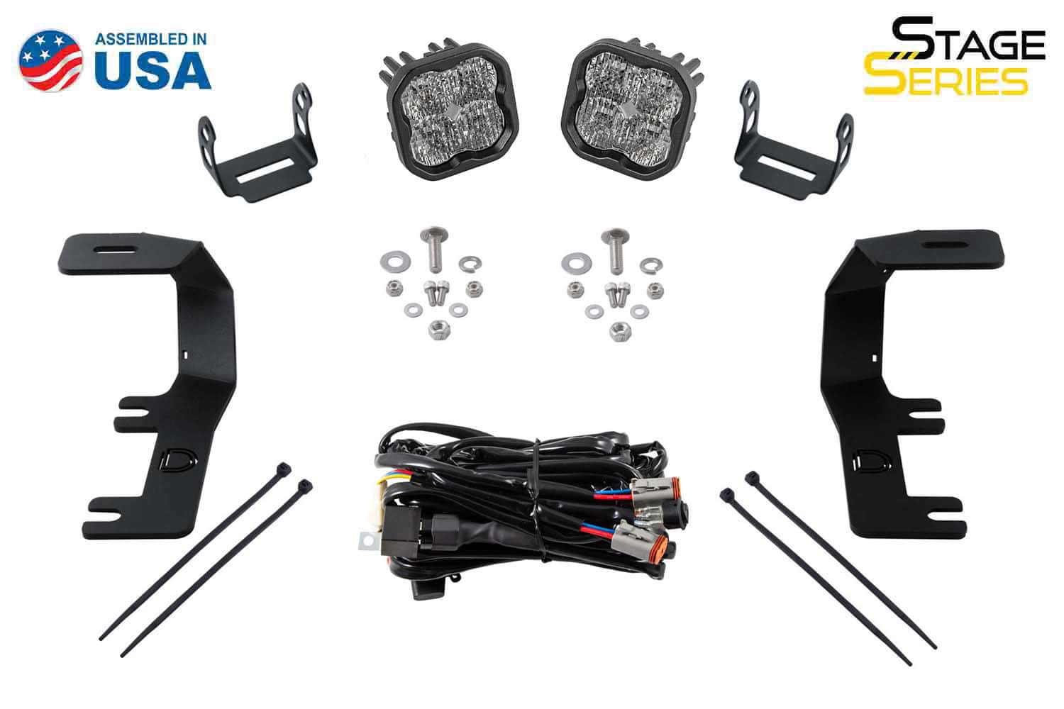 Diode Dynamics Ss3 Led Ditch Light Kit For 2014-2019 Silverado/Sierra 10 DD6655 SS3 Sport White complete kit, labelled manufacturer view.