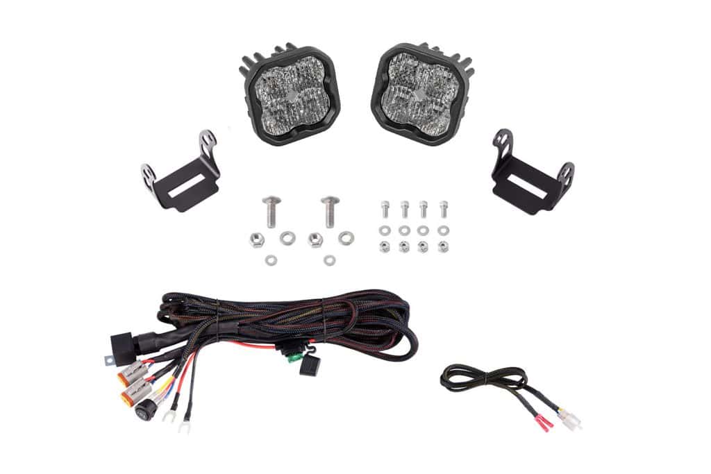 Diode Dynamics Ss3 Led Ditch Light Kit For 2021+ Ford Bronco 48 DD7184 SS3 Sport White Bronco kit, brackets and heavy-duty harness.