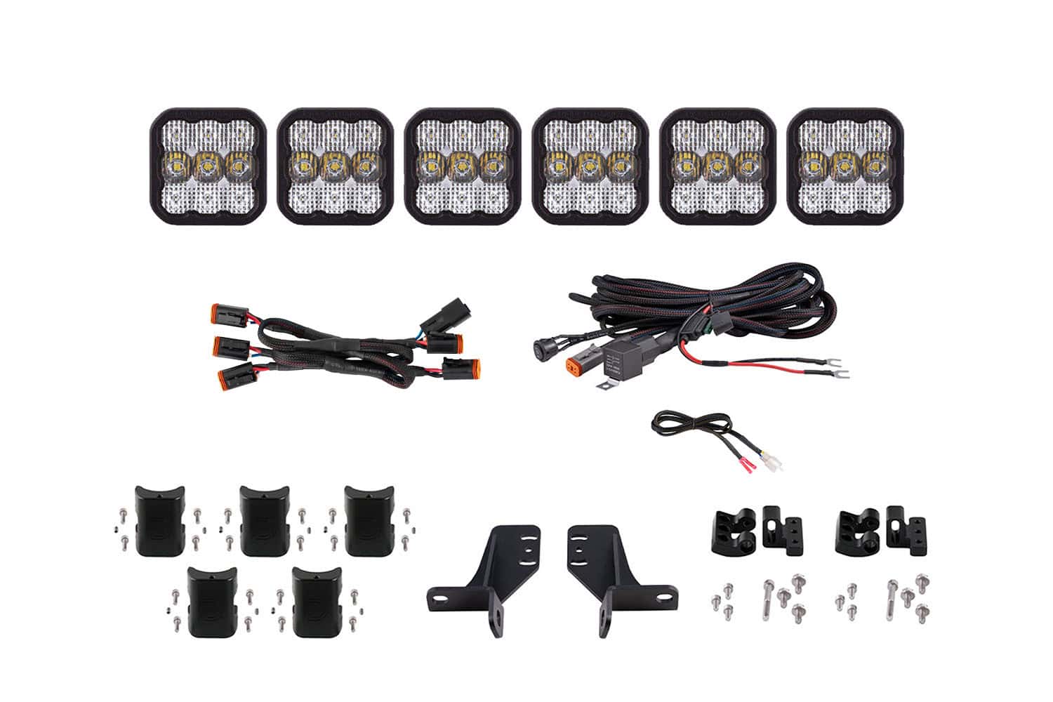 Diode Dynamics DD7235 Bronco SS5 6-Pod CrossLink Grille Lightbar Kit Sport White Combo