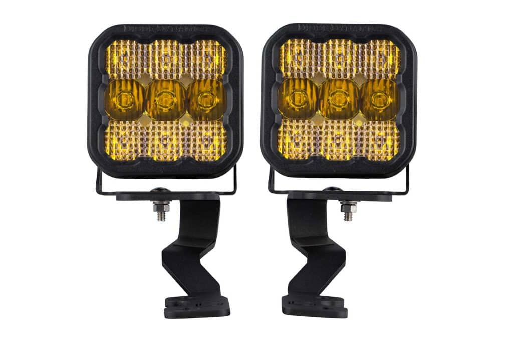 DD7400 SS5 Pro Yellow pair on the Tundra brackets. Harness and installation hardware are also included.