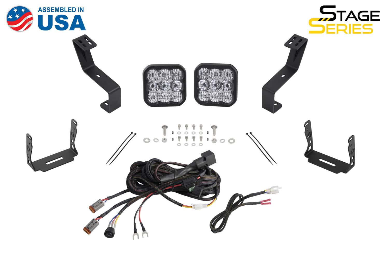Diode Dynamics Ss5 Bumper Led Pod Light Kit For 2019-2024 Ram 8 DD7613 SS5 Sport White Combo complete Ram bumper kit, labelled view.