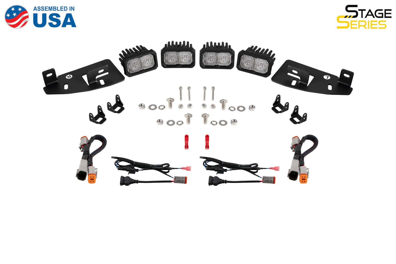 Diode Dynamics Ssc2 Led Fog Pocket Kit For 2019-2024 Ram 8 DD7622 four-pod Sport White complete Ram fog-pocket kit, labelled view.