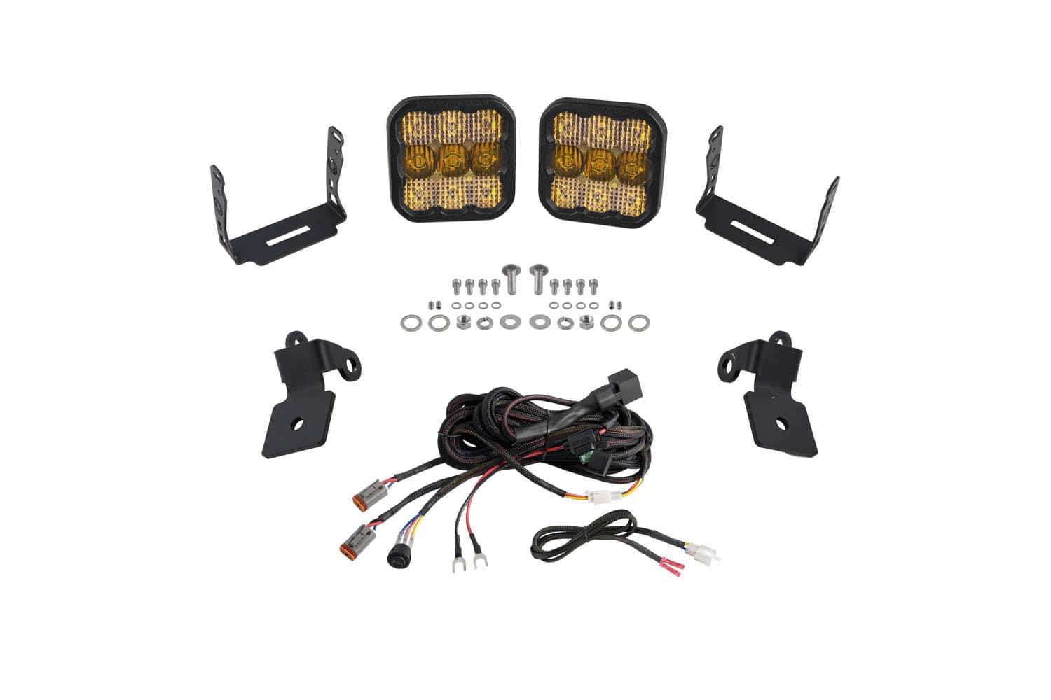 Diode Dynamics Polaris Rzr A-Pillar Led Pod Kit Ss5 4 Diode Dynamics DD7642 Polaris RZR A-Pillar LED Pod Kit SS5 Pro Yellow Combo