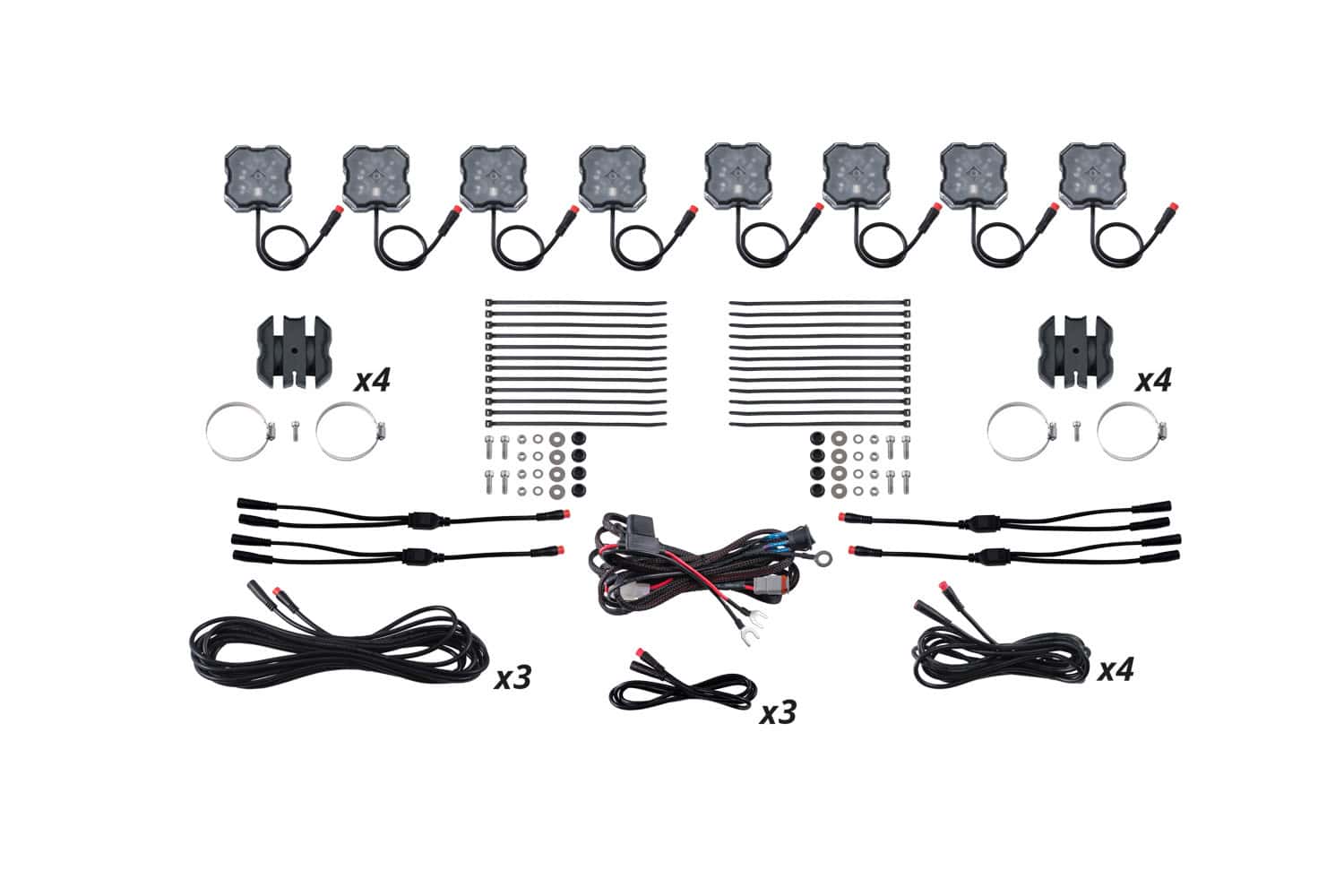 Diode Dynamics Stage Series SXS Rock Light Installer Kit RGBW M8 (8-pack)