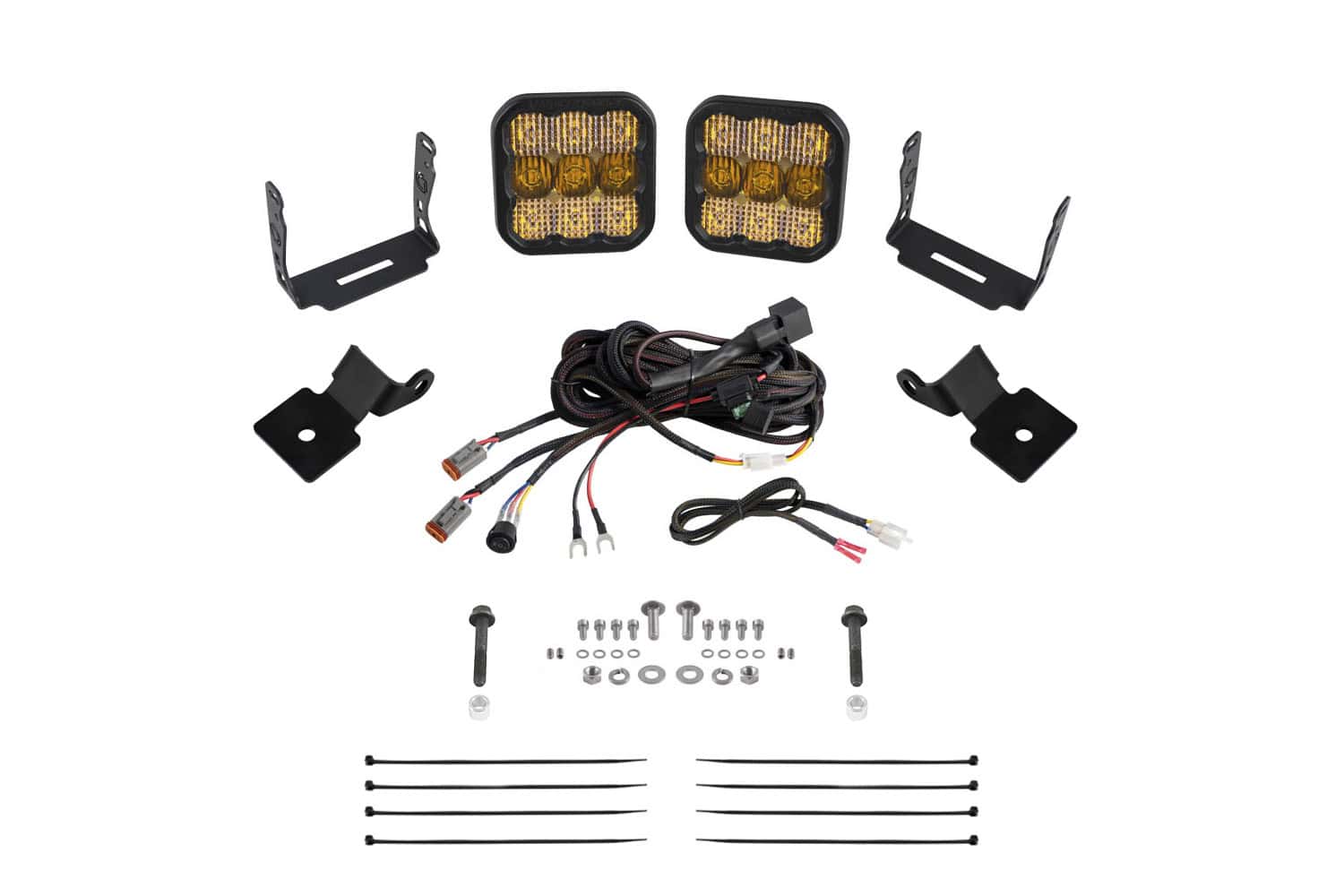 Diode Dynamics Stage Series SS5 A-Pillar Pod Kit for 2014-2018 Polaris RZR XP Yellow Combo
