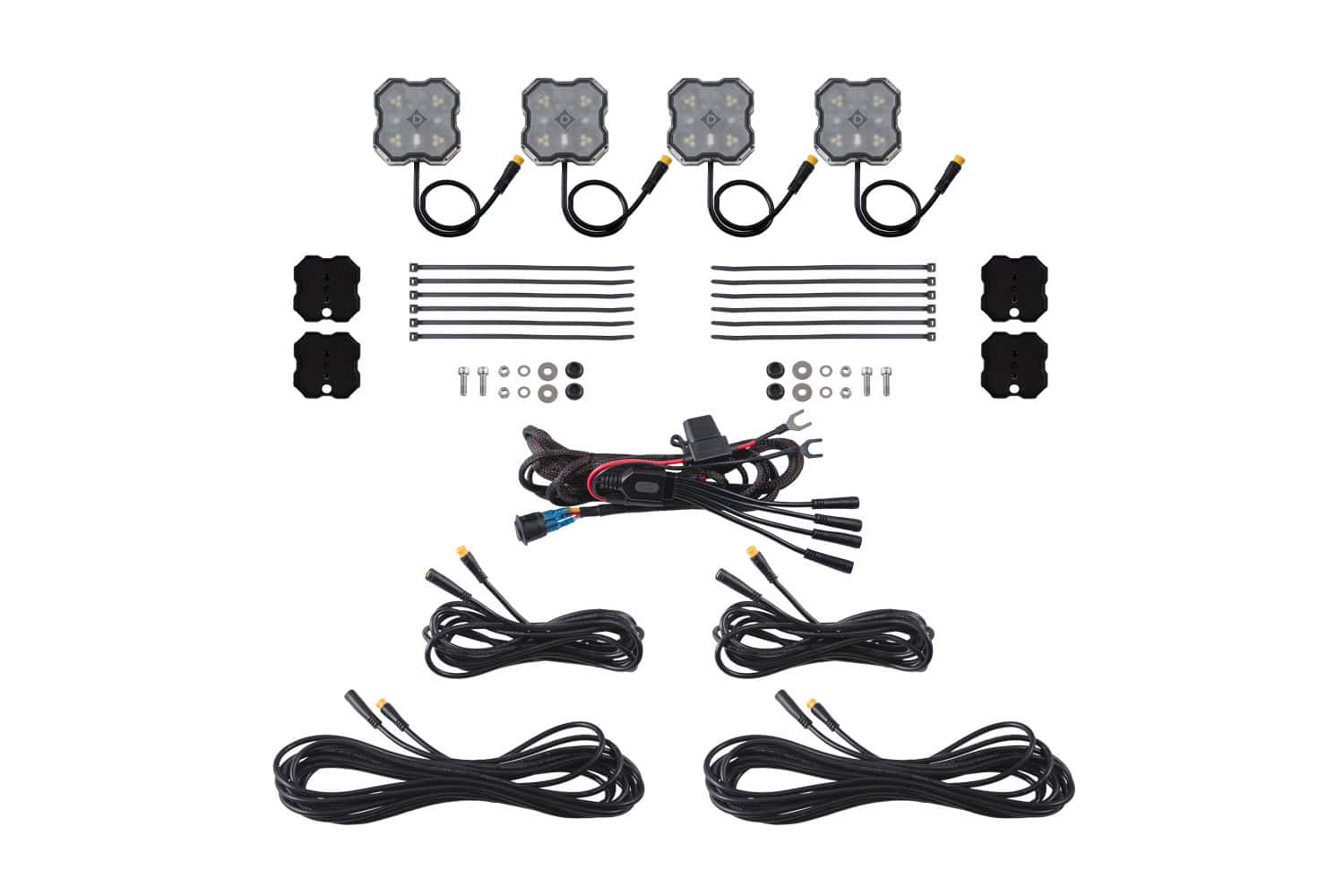 Diode Dynamics Rock Light Red/White M8 Magnet 4-Pack