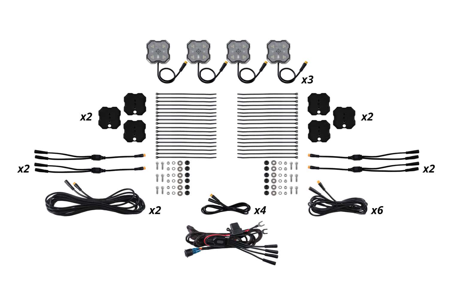 Diode Dynamics Rock Light Red/White M8 Magnet 12-Pack