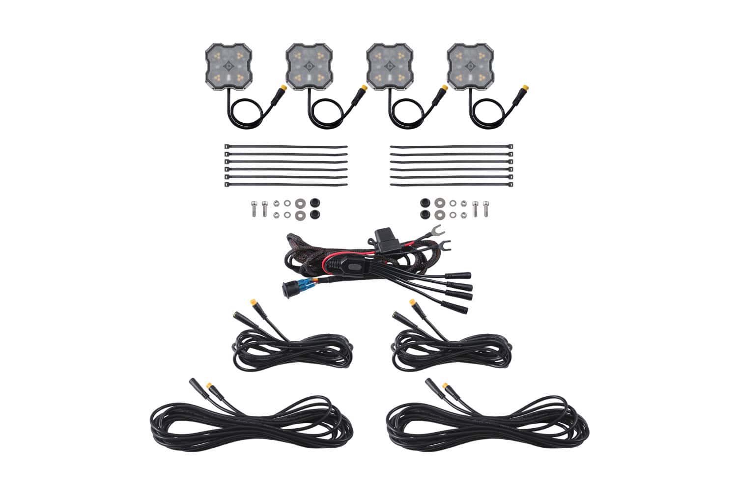 Diode Dynamics Dual-Color Rock Light M8 4-Pack 3 Diode Dynamics Rock Light Amber/White M8 4-Pack