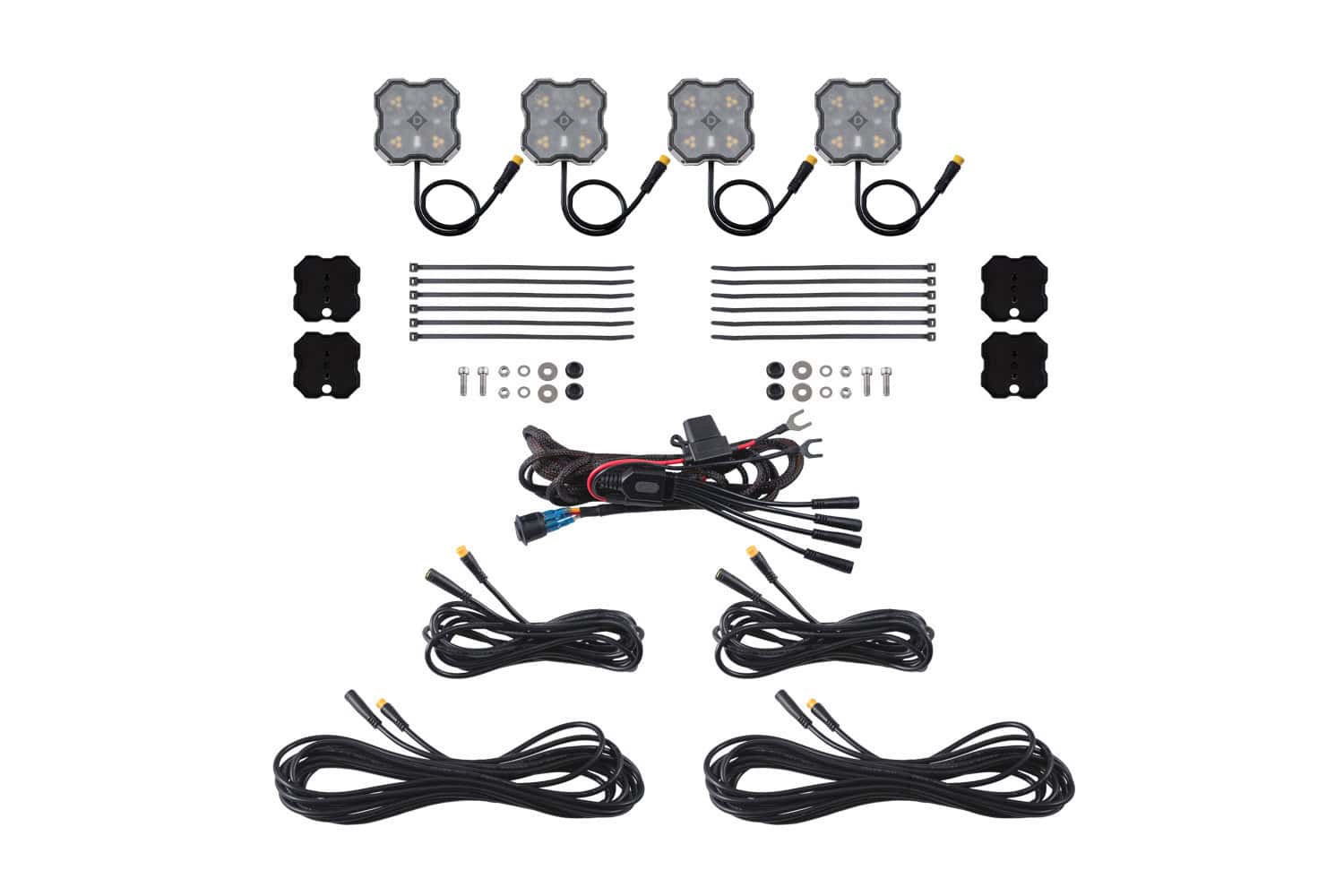 Diode Dynamics Rock Light Amber/White M8 Magnet 4-Pack