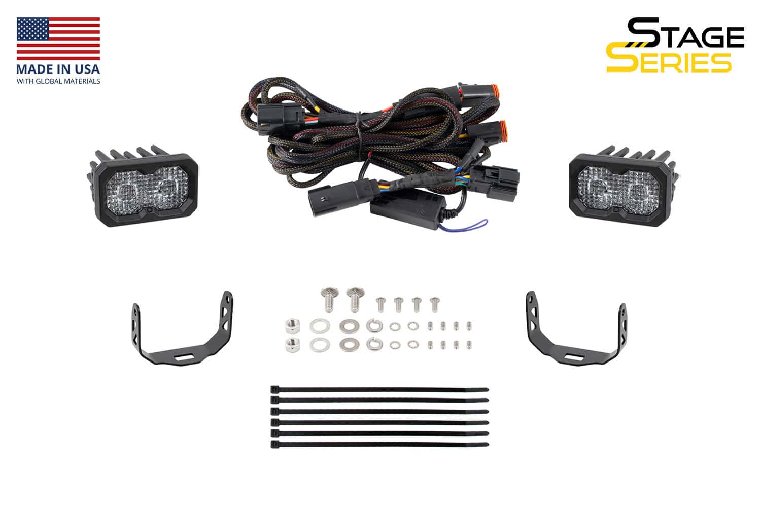 Diode Dynamics Stage Series Reverse Light Kit For 2023-2026 Gmc Canyon C2R 3 Diode Dynamics GMC Canyon C2R reverse-light kit components, including two pods