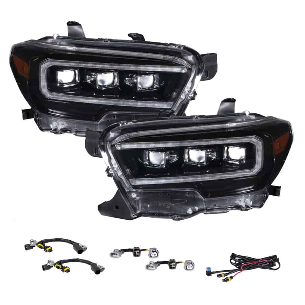 Form Chrome Led Projector Headlights For 2016–2023 Toyota Tacoma — Pair 2 FL0112 chrome projector bezels inside black housings; left/right pair and listed wiring