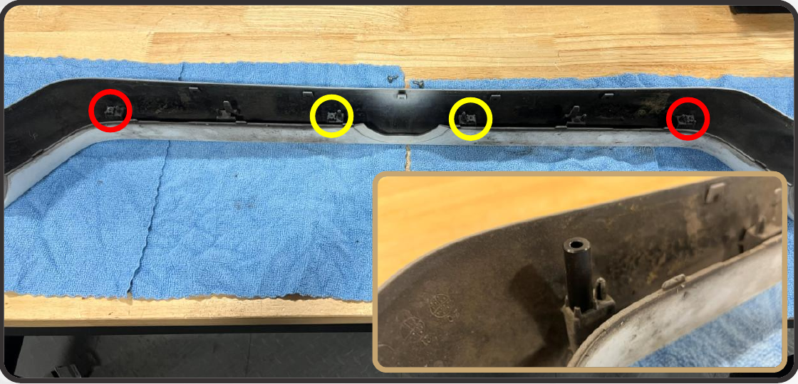 2014–2024 Toyota 4Runner Xbg Grille Installation Guide 9 Newer-hardware branch: tall spacers outside and short spacers inside.