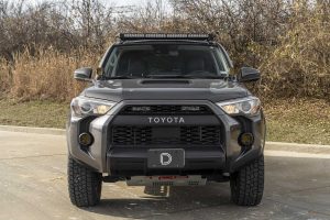 Front view of a Toyota 4Runner with a DEK roof rack and SS40 lightbar