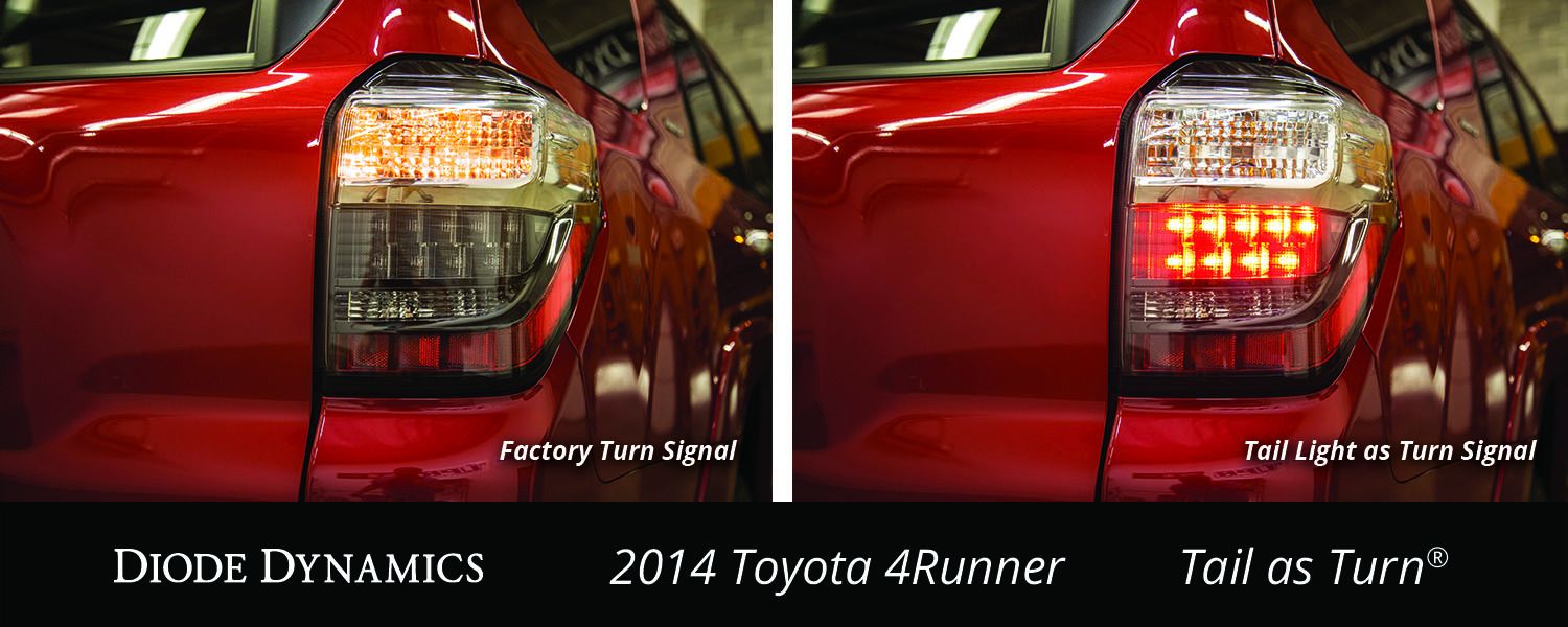 Diode Dynamics Tail-As-Turn Kit For 2014–2024 Toyota 4Runner 7 Factory-lamp function comparison.