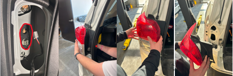 Form Tail-Light Installation: 2010–2024 Toyota 4Runner 6 Support the lamp and release the mounting clips as shown.