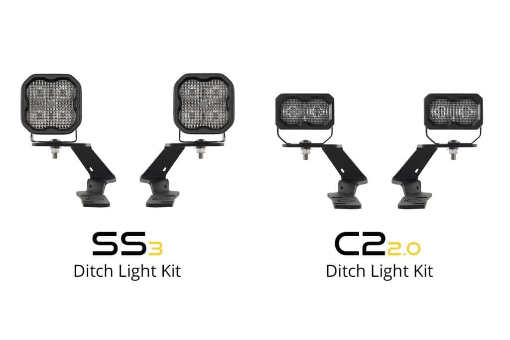 Diode Dynamics Ss3 Led Ditch Light Kit For 2019–2023 Ford Ranger 54 Ranger kit comparison: SS3 at left and the separate C2 2.0 kit at right. This listing supplies SS3.