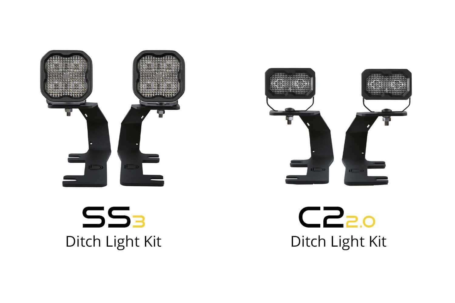 Diode Dynamics Ss3 Led Ditch Light Kit For 2014-2019 Silverado/Sierra 14 SS3 and C2 kit-family comparison; this listing supplies the SS3 kit only.