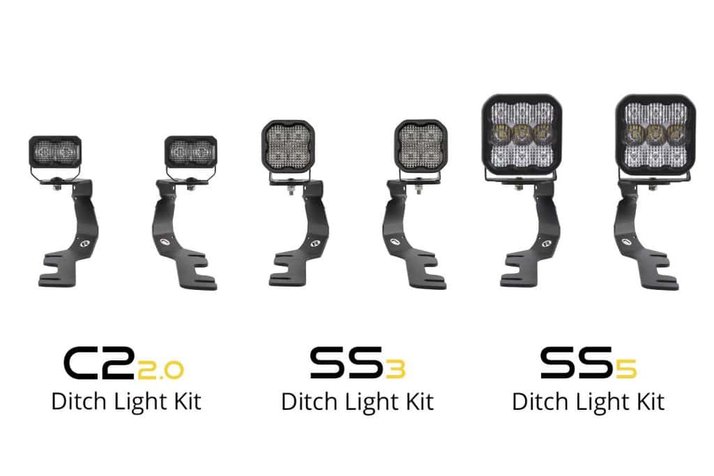 Diode Dynamics Stage Series Ditch Light Kit For 2019-2024 Ram Ss3 48 Ram pod-family comparison: SS3 is the centre pair. C2 2.0 and SS5 are separate kits.