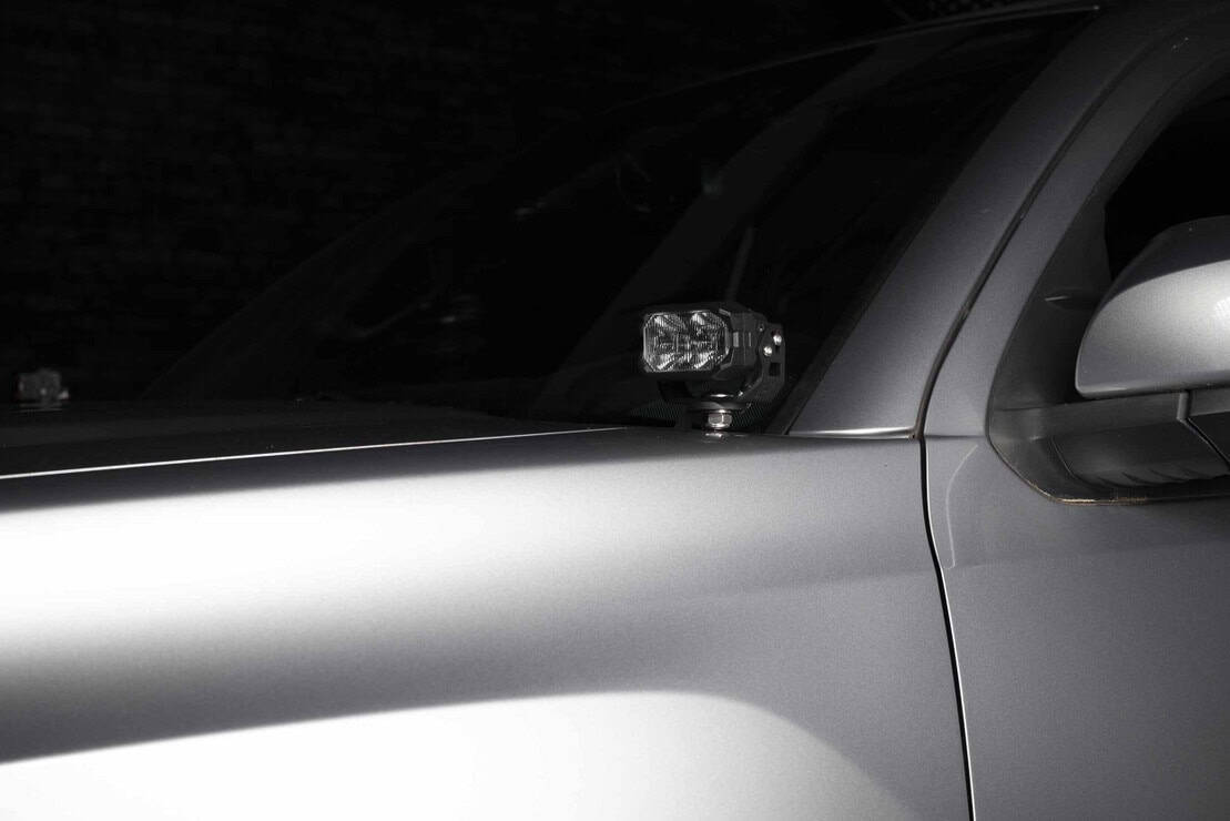 Morimoto 2Banger Complete Ditch Light Kit For 2016–2023 Toyota Tacoma 7 White 2Banger mounted, unlit.
