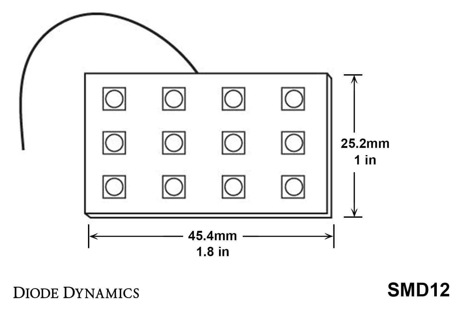 Toyota Tacoma Interior Led Bulb Installation And Size Checks 9 Original SMD12 dimensional drawing: 45.4 × 25.2 mm footprint; allow additional space for wiring and lens clearance.