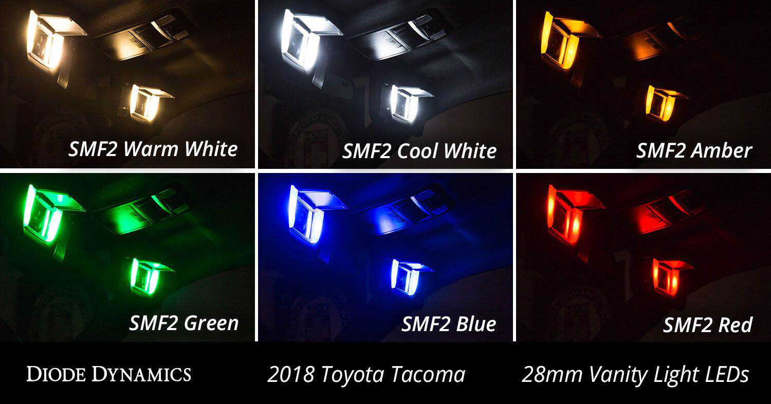 Diode Dynamics 28 Mm Vanity Led Bulbs (Four-Pack) 66 Vanity Light LEDs for 2005-2023 Toyota Tacoma (four)