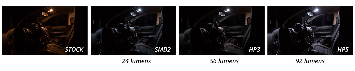 Diode Dynamics 194 Blue Or Green Interior Led Bulbs (Pair) 55 Manufacturer White-output map-light example, showing housing and model comparison only. Selected Blue/Green bulbs are pictured separately.