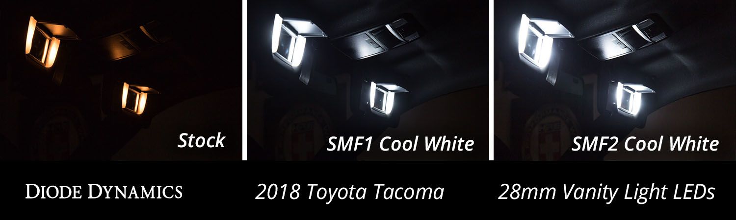 Diode Dynamics 28 Mm Vanity Led Bulbs (Four-Pack) 65 Vanity Light LEDs for 2005-2023 Toyota Tacoma (four)