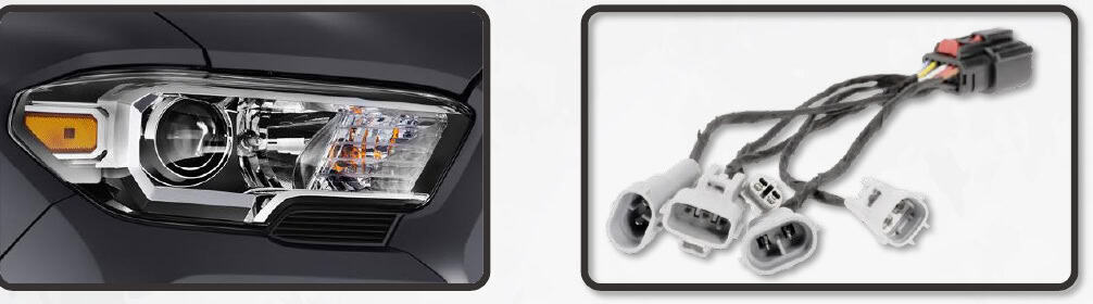 2016–2023 Tacoma Morimoto Evo Headlight Installation Guide 26 Full halogen factory headlight and matching adapter.
