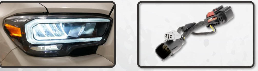 2016–2023 Tacoma Morimoto Evo Headlight Installation Guide 28 Full LED factory headlight and matching adapter.