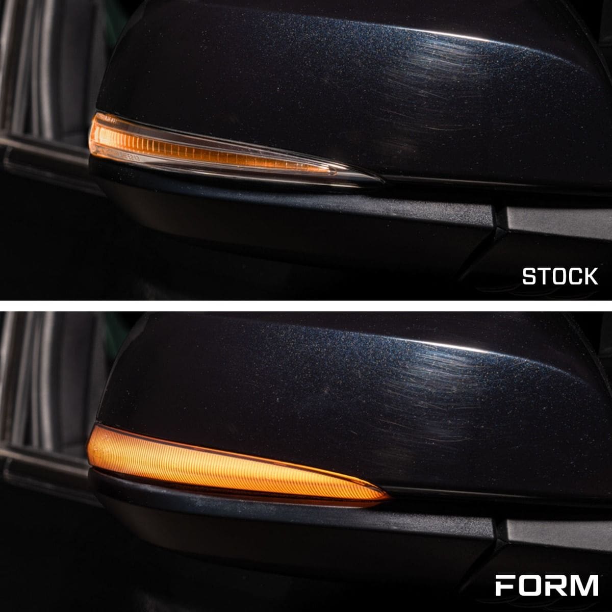 Form Sequential Led Mirror Lights For 2016–2023 Toyota Tacoma (Pair) 11 Supplier comparison of original and FORM amber mirror-lamp illumination.