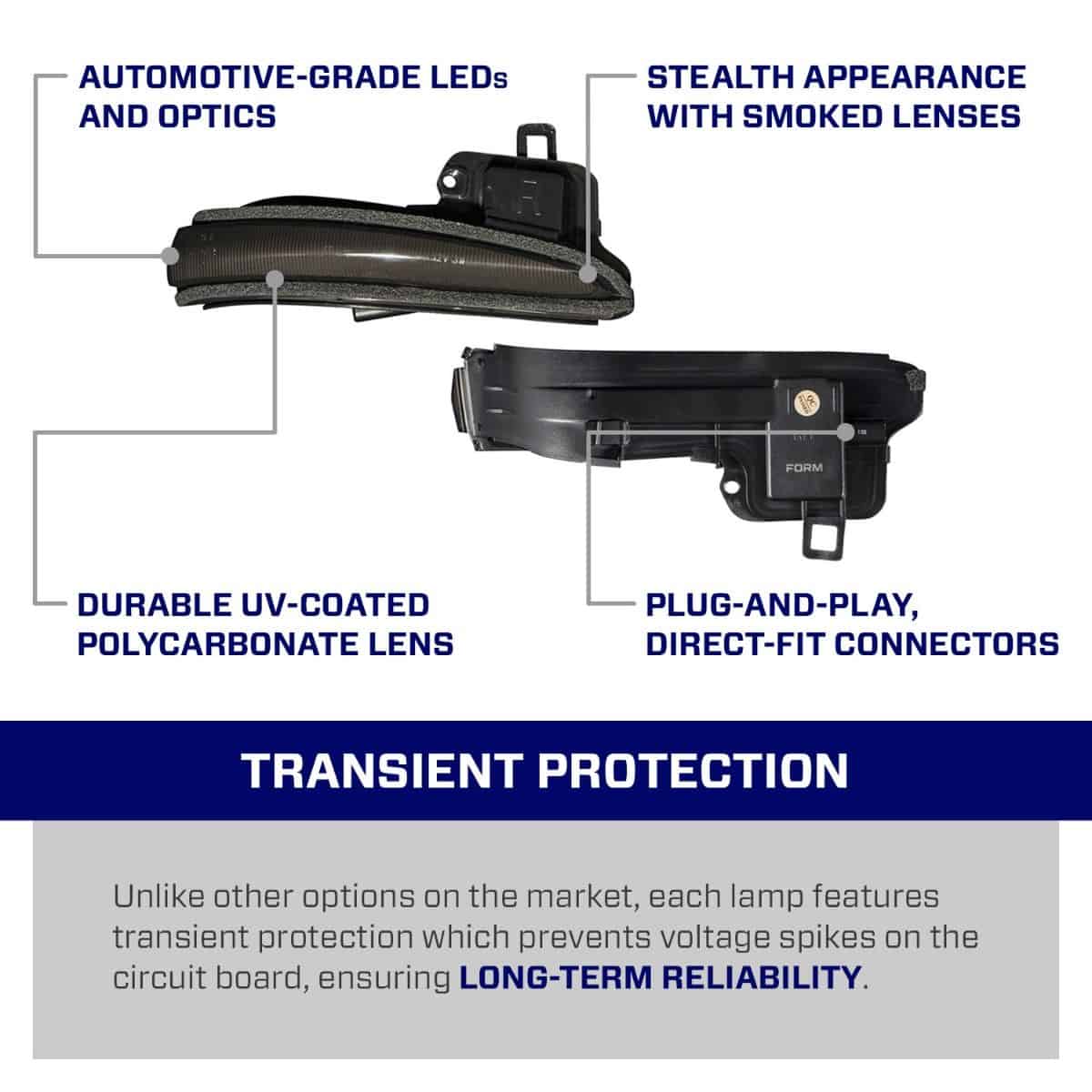 Form Sequential Led Mirror Lights For 2016–2023 Toyota Tacoma (Pair) 14 FORM mirror-lamp features; confirm factory mirror lamps before ordering.