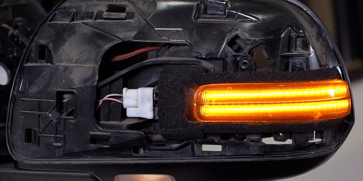 Install Form Mirror Turn-Signal Lights On Your Tacoma 7 Test the replacement lamp before final reassembly.