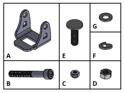2016–2023 Toyota Tacoma Ditch Light Installation Guide 11 Original SSC2 hardware table; use only for the matching original pod.