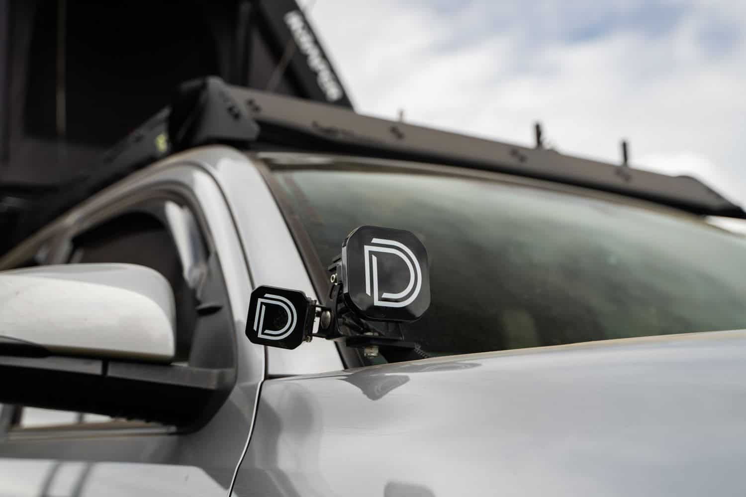 Diode Dynamics Ss3 Led Ditch Light Kit For 2016-2023 Toyota Tacoma 11 Manufacturer Tacoma hinge-mount example with lamps fitted. Lamps and other vehicle accessories are not included with DD6371.