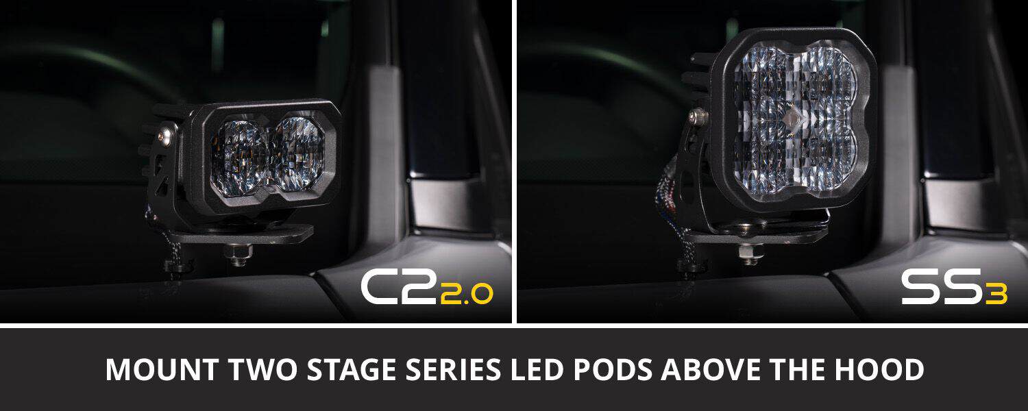 Diode Dynamics Ss3 Led Ditch Light Kit For 2016-2023 Toyota Tacoma 15 Manufacturer ditch kit/application view; other vehicle equipment is separate.