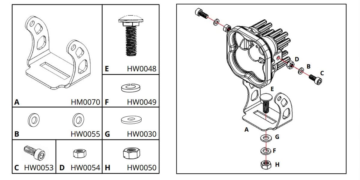 2016–2023 Toyota Tacoma Ditch Light Installation Guide 7 SS3 bracket hardware and assembly shown in the original Tacoma article.