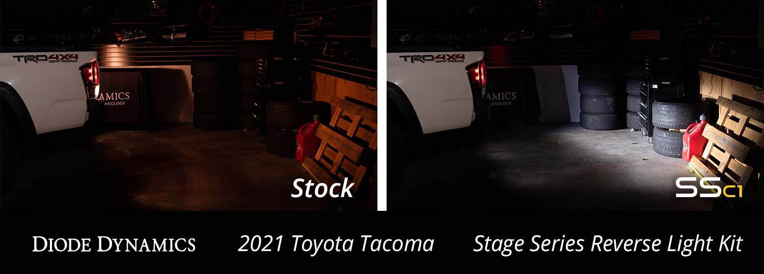 Diode Dynamics Stage Series Reverse Light Kit For 2016-2023 Toyota Tacoma C1 14 Manufacturer reverse kit/application view; other vehicle equipment is separate.