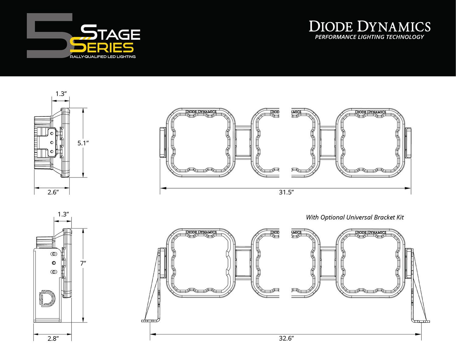 Diode Dynamics SS5 CrossLink 5-Pod LED Light Bar-Sport 40Watts