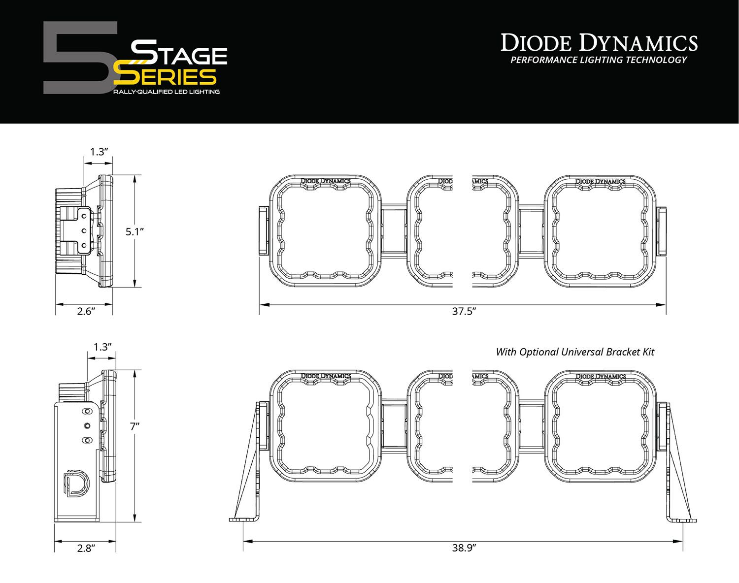 Diode Dynamics SS5 CrossLink 6-Pod LED Light Bar-Sport 40Watts