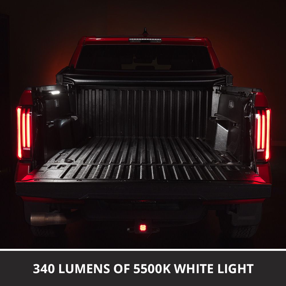 Diode Dynamics Blade Led Bed Light With Toyota Bed Rail Adapter 15 Blade lighting demonstrated in a later-generation Tacoma bed. The rail adapter also supports the specified earlier Tacoma and Tundra applications.