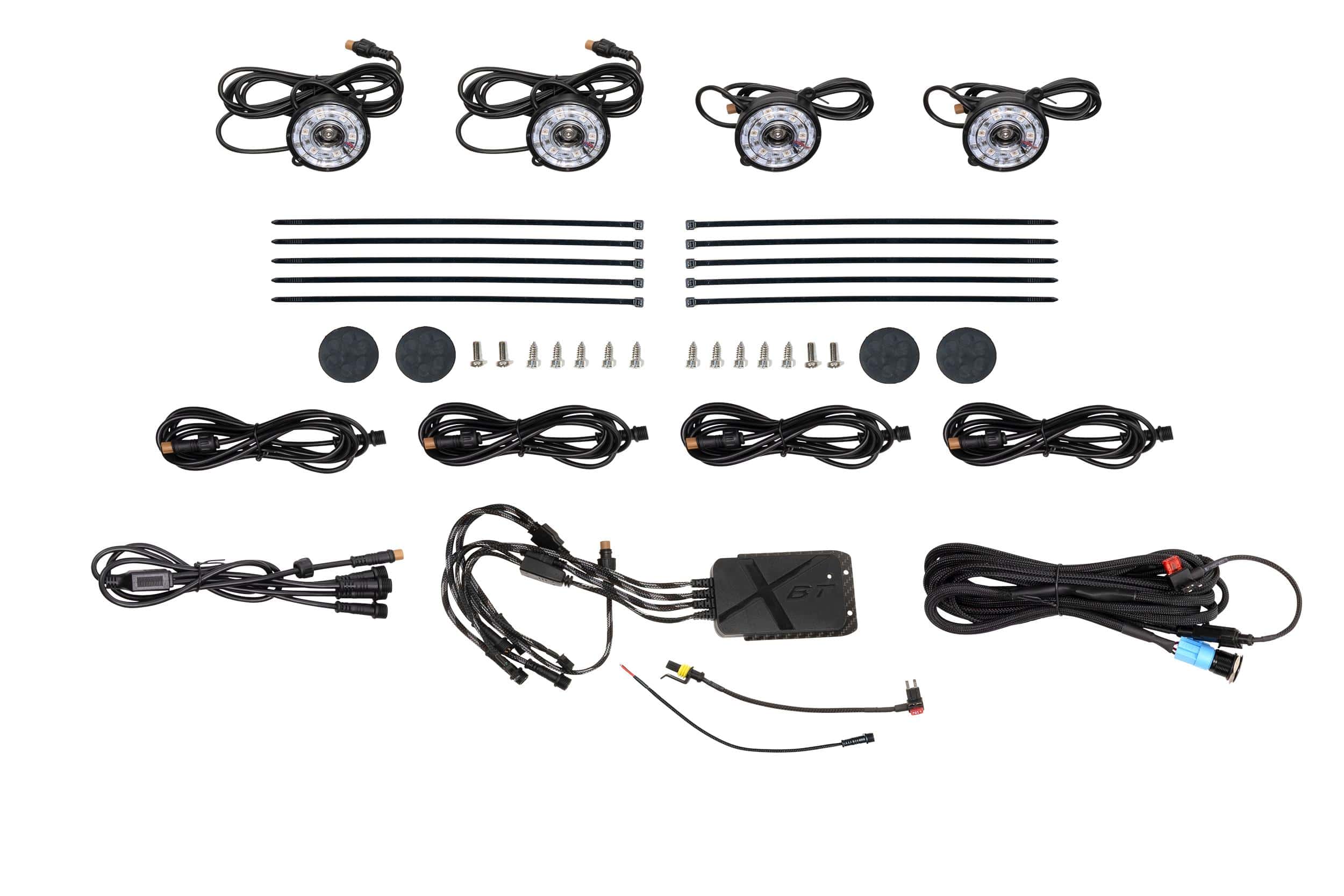2014–2024 Toyota 4Runner Lighting Upgrades 40 Four-pod Morimoto RGB rock-light kit.