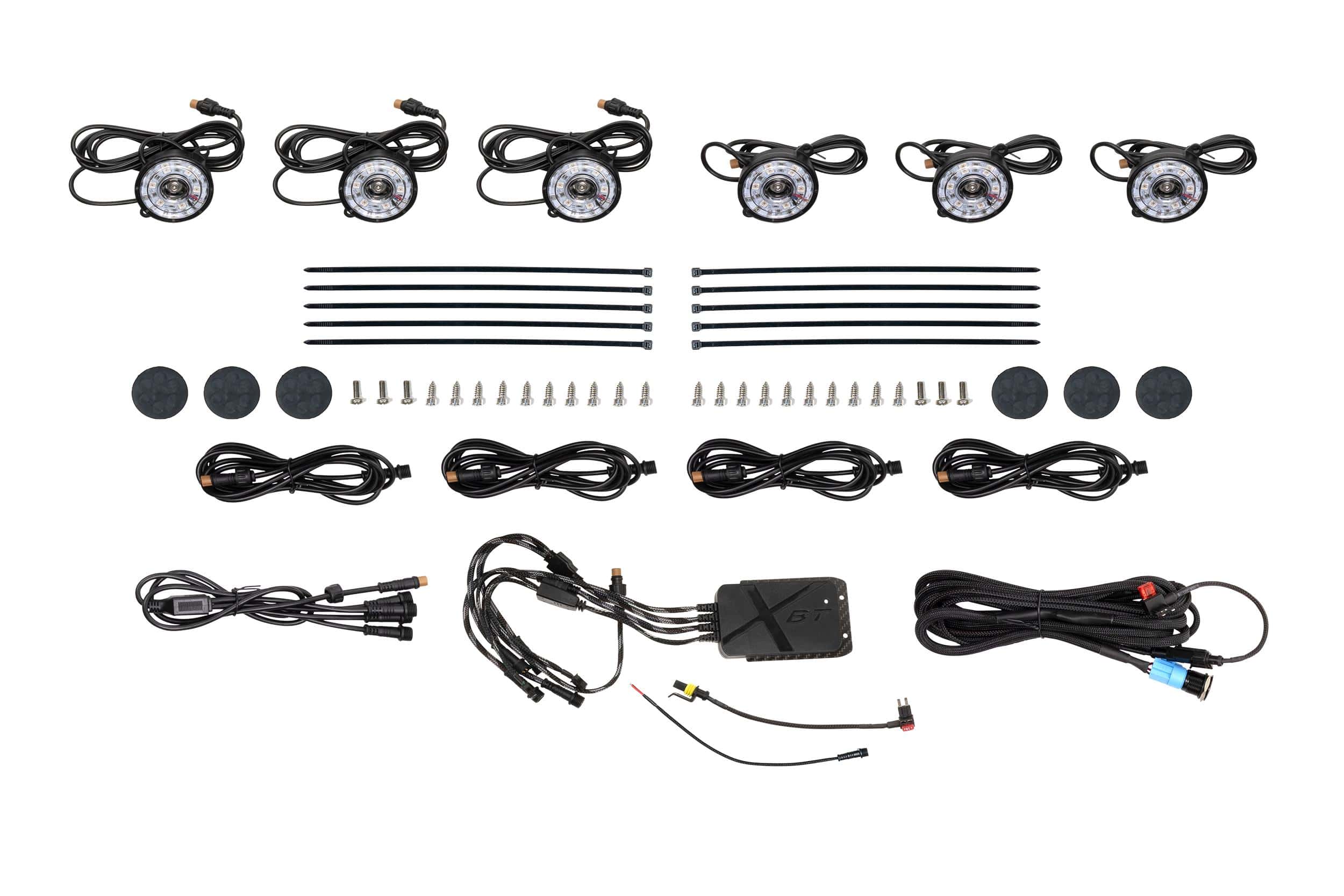 2014–2024 Toyota 4Runner Lighting Upgrades 44 Six-pod Morimoto RGB rock-light kit.