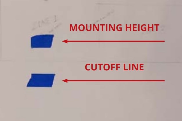 2016–2023 Toyota Tacoma Ss3 Fog Light Installation Guide 6 Original annotated photo identifies mounting height and the lower cutoff line.