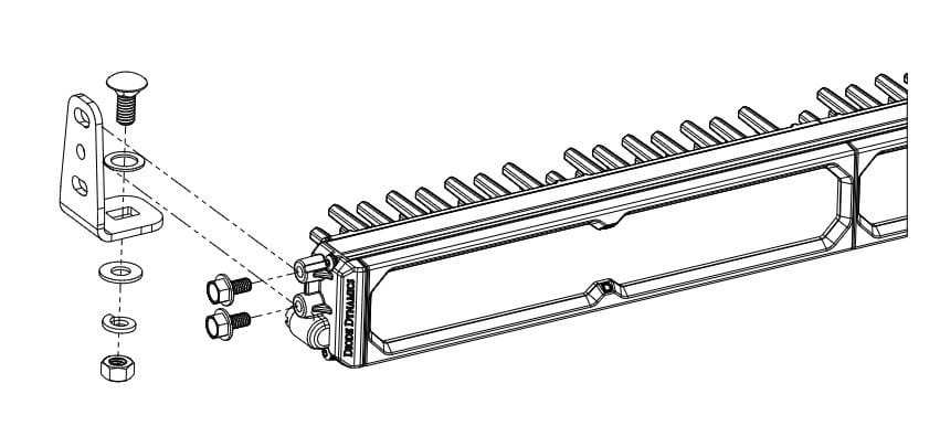 2016–2023 Toyota Tacoma Stealth Lightbar Installation Guide 15 Universal SS30 L-bracket assembly. The Tacoma kit uses the vehicle-specific brackets shown in steps 6–9.