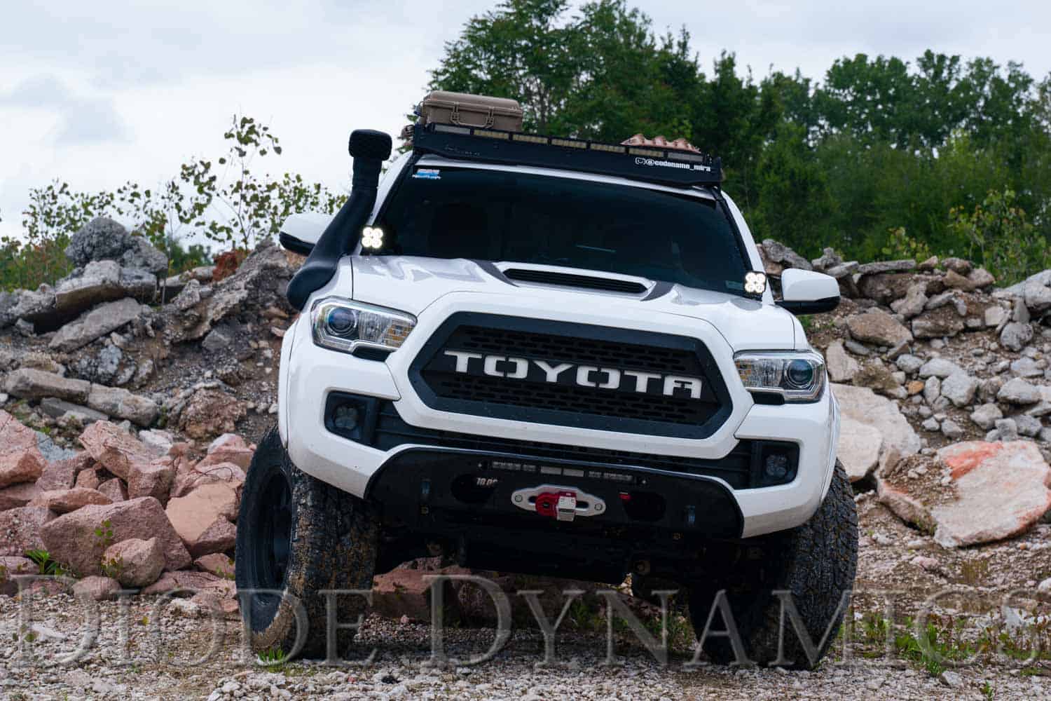 Diode Dynamics Ss3 Led Ditch Light Kit For 2016-2023 Toyota Tacoma 6 SS3 ditch lights shown illuminated on the Tacoma.