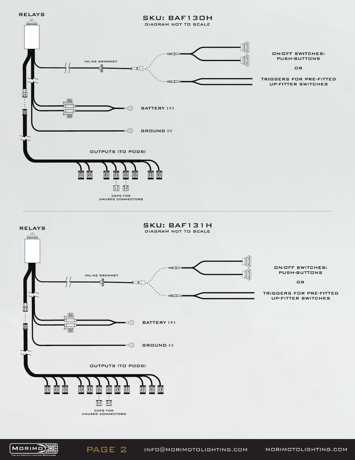 Jeep Jl Morimoto Roof Light-Bar Installation Guide 35 BAF131H bar-harness wiring — manufacturer page 2. Open the image at full size to read every label.