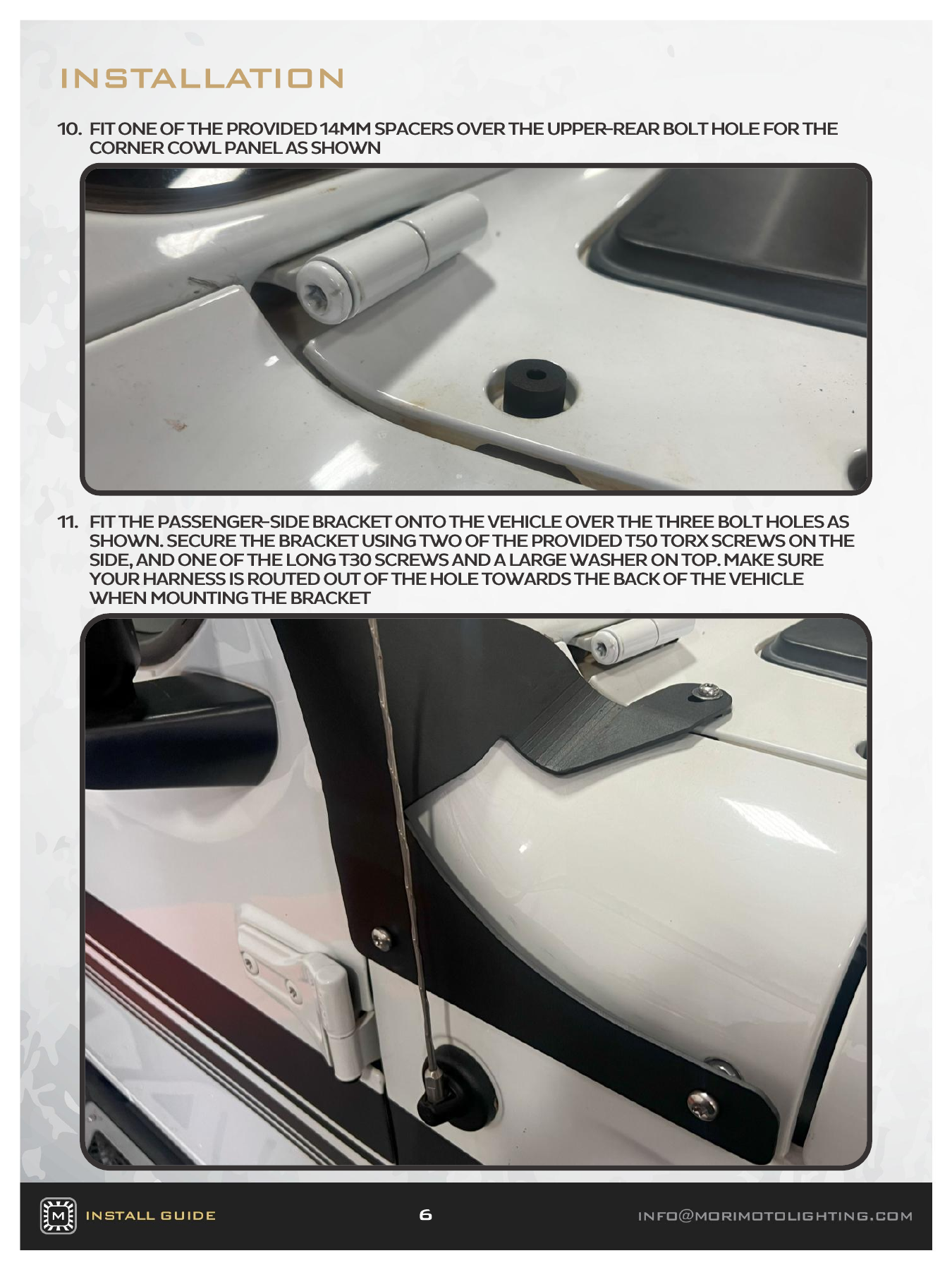 Jeep Jl Morimoto Roof Light-Bar Installation Guide 5 BAF081 vehicle installation — manufacturer page 6. Open the image at full size to read every label.