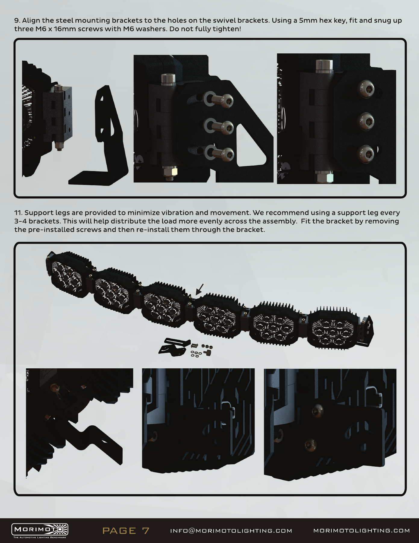 Jeep Jl Morimoto Roof Light-Bar Installation Guide 32 BigBanger bar assembly — manufacturer page 7. Open the image at full size to read every label.